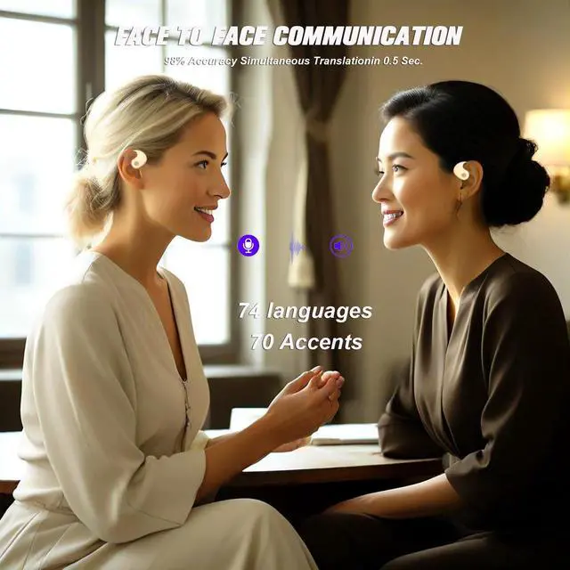 Alt view image 3 of 6 - Translation Earbuds Real Time, 144 Languages Translation Device Ai Translator Earbuds Translating Headphones Real Time Ai Headphones Language Translation
