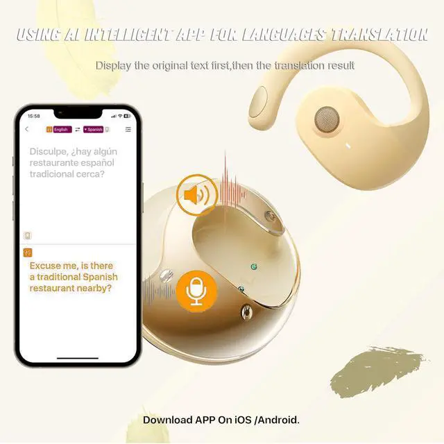 Alt view image 4 of 6 - Translation Earbuds Real Time, 144 Languages Translation Device Ai Translator Earbuds Translating Headphones Real Time Ai Headphones Language Translation