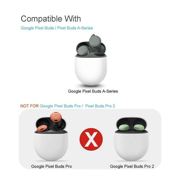 Alt view image 3 of 6 - Replacement Foam Eartips for Google Pixel Buds A-Series Earbuds | Not for Pixel Buds Pro/Pro 2, Extra Small Memory Foam Tips, Fit in Charging Case, 3 Pairs, White/Gray