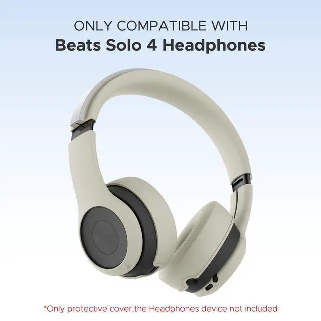 Alt view image 2 of 7 - 3 in 1 Silicone Protective Cover Compatible with Beats Solo 4 Headphones,Anti-Scratch Shockproof Earpads Cover/Shell Cover/Headband Cover,Soft Silicone Protector Accessories (Beige)