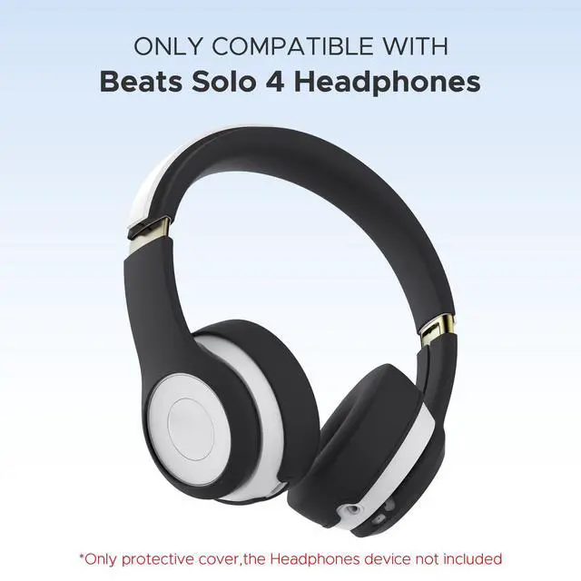 Alt view image 2 of 7 - 3 in 1 Silicone Protective Cover Compatible with Beats Solo 4 Headphones,Anti-Scratch Shockproof Earpads Cover/Shell Cover/Headband Cover,Soft Silicone Protector Accessories (Black)