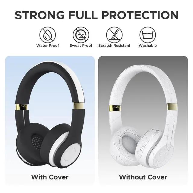 Alt view image 4 of 7 - 3 in 1 Silicone Protective Cover Compatible with Beats Solo 4 Headphones,Anti-Scratch Shockproof Earpads Cover/Shell Cover/Headband Cover,Soft Silicone Protector Accessories (Black)