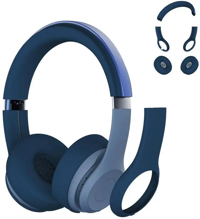 Main image of 3 in 1 Silicone Protective Cover Compatible with Beats Solo 4 Headphones,Anti-Scratch Shockproof Earpads Cover/Shell Cover/Headband Cover,Soft Silicone Protector Accessories (Deep Blue)