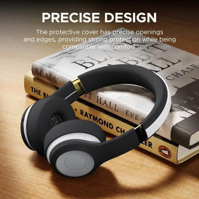 Alt view image 5 of 7 - 3 in 1 Silicone Protective Cover Compatible with Beats Solo 4 Headphones,Anti-Scratch Shockproof Earpads Cover/Shell Cover/Headband Cover,Soft Silicone Protector Accessories (Black)