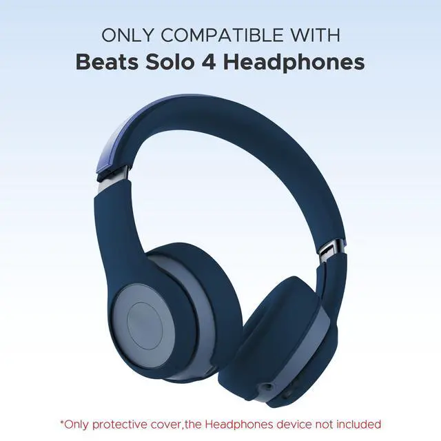 Alt view image 2 of 7 - 3 in 1 Silicone Protective Cover Compatible with Beats Solo 4 Headphones,Anti-Scratch Shockproof Earpads Cover/Shell Cover/Headband Cover,Soft Silicone Protector Accessories (Deep Blue)