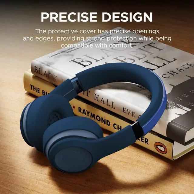 Alt view image 5 of 7 - 3 in 1 Silicone Protective Cover Compatible with Beats Solo 4 Headphones,Anti-Scratch Shockproof Earpads Cover/Shell Cover/Headband Cover,Soft Silicone Protector Accessories (Deep Blue)