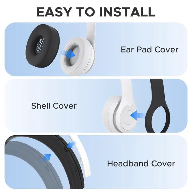 Alt view image 7 of 7 - 3 in 1 Silicone Protective Cover Compatible with Beats Solo 4 Headphones,Anti-Scratch Shockproof Earpads Cover/Shell Cover/Headband Cover,Soft Silicone Protector Accessories (Black)