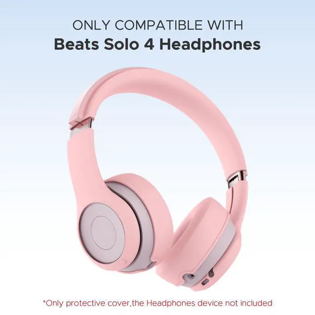 Alt view image 2 of 7 - 3 in 1 Silicone Protective Cover Compatible with Beats Solo 4 Headphones,Anti-Scratch Shockproof Earpads Cover/Shell Cover/Headband Cover,Soft Silicone Protector Accessories (Pink)