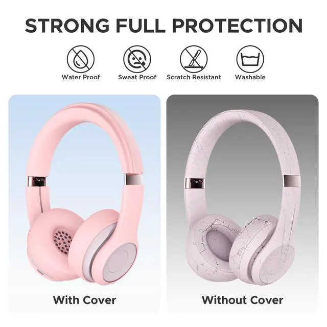 Alt view image 4 of 7 - 3 in 1 Silicone Protective Cover Compatible with Beats Solo 4 Headphones,Anti-Scratch Shockproof Earpads Cover/Shell Cover/Headband Cover,Soft Silicone Protector Accessories (Pink)