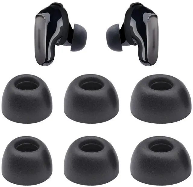 Main image of Replacement Ear Tips for Bose New QuietComfort Ultra Earbuds | Memory Foam Tips, 3 Pairs (S/M/L) Black
