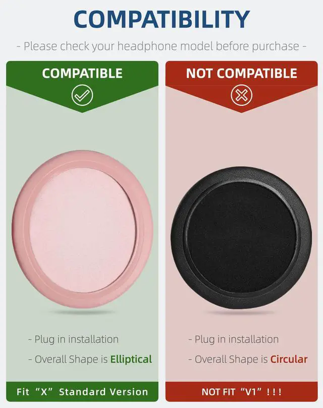 Alt view image 2 of 5 - Replacement Ear Pads for Razer Kraken X (Pink) | Soft protein leather, memory foam cushions. For gaming, music. Fits Kraken X, X USB, Kitty Edition. Easy to replace