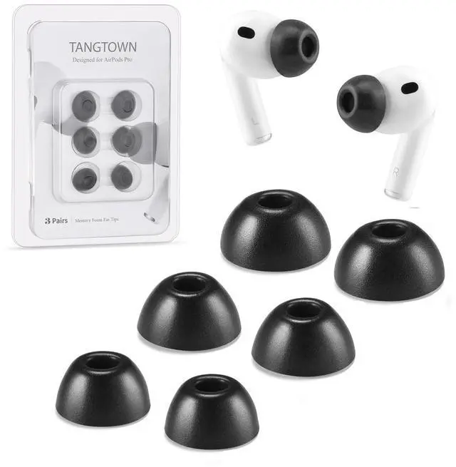 Main image of Updated Memory Foam Tips for Newest AirPods Pro 3, Extra Large, No Silicone Eartips Pain, Anti-Slip Replacement Ear Tips, Fit in the Charging Case, Reducing Noise Tips, 3 Pairs (S/M/L, Black)