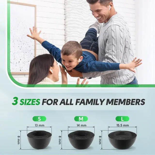 Alt view image 4 of 7 - Updated Memory Foam Tips for Newest AirPods Pro 3, Extra Large, No Silicone Eartips Pain, Anti-Slip Replacement Ear Tips, Fit in the Charging Case, Reducing Noise Tips, 3 Pairs (S/M/L, Black)
