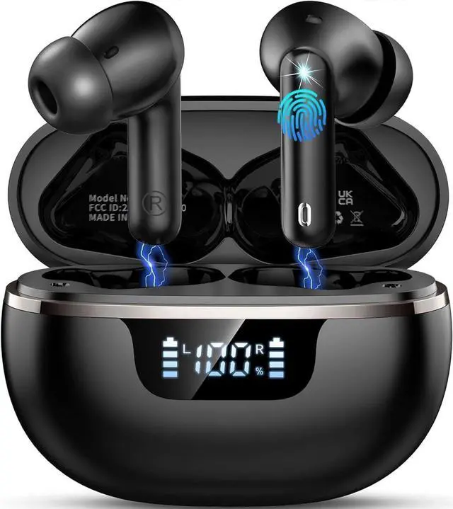 Main image of Wireless Earbuds, Bluetooth 5.4 Headphones In Ear with 4 ENC Noise Cancelling Mic, 50H Playtime Bluetooth Earbuds Stereo Bass, IP7 Waterproof Sports Earphones, USB-C Charging Ear Buds for Android iOS