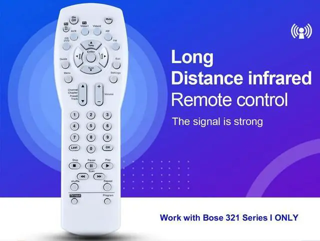 Alt view image 3 of 6 - Replacement Remote Control for Bose 321 Series I Audio/Video Receiver (ONLY) NOT Universal