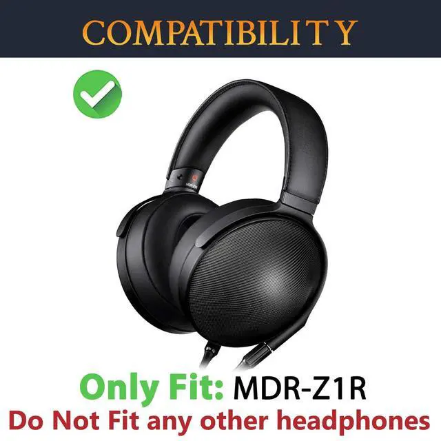 Alt view image 2 of 7 - Replacement Earpads for Sony MDR-Z1R (MDRZ1R) WW2 Signature Hi-Res Headphones, Ear Pads Cushions with Soft Protein Leather - Black
