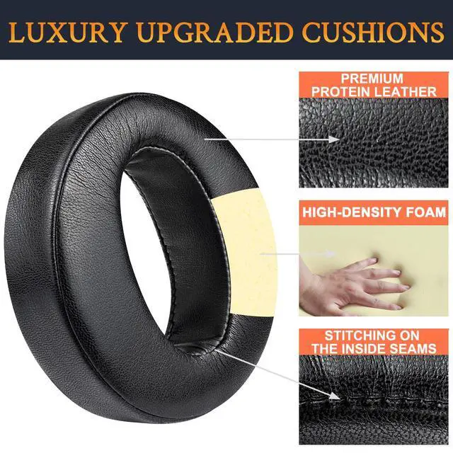 Alt view image 3 of 7 - Replacement Earpads for Sony MDR-Z1R (MDRZ1R) WW2 Signature Hi-Res Headphones, Ear Pads Cushions with Soft Protein Leather - Black