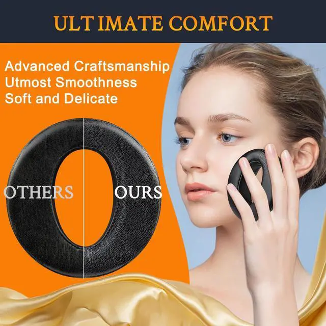 Alt view image 6 of 7 - Replacement Earpads for Sony MDR-Z1R (MDRZ1R) WW2 Signature Hi-Res Headphones, Ear Pads Cushions with Soft Protein Leather - Black