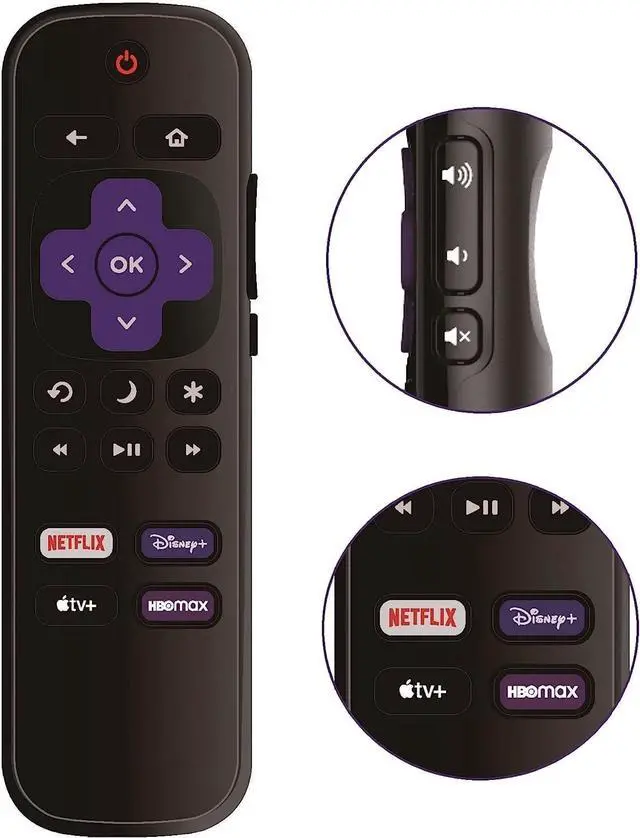 Alt view image 3 of 5 - OEM Replacement Remote Control fits for All Onn. Roku TV Smart 4K Ultra HDTV with 4 Shortcut APP Keys - Netflix, Disney Plus, Apple TV+, and HBO Max Buttons