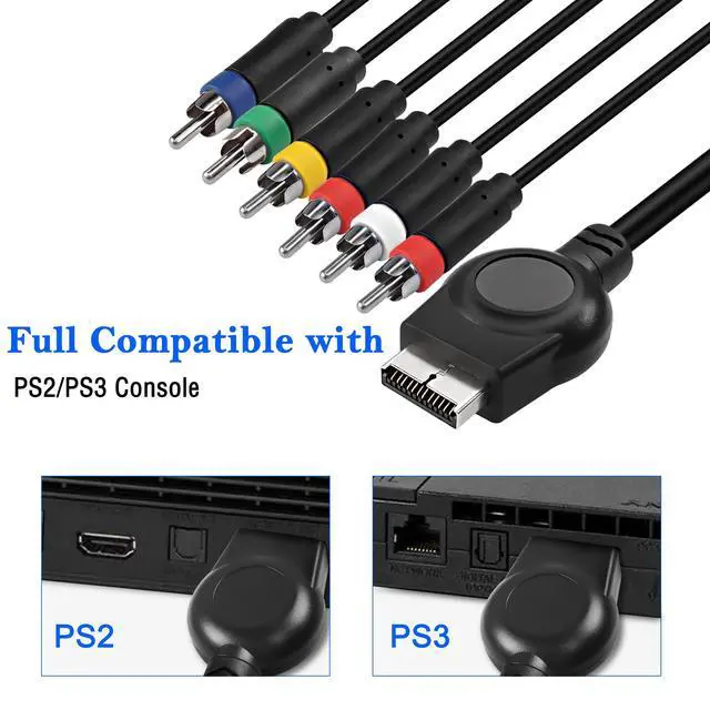 Alt view image 4 of 6 - PS3 PS2 Component AV Cable,HD Audio Video Cable 5RCA YPbPr Component + RCA Video Audio Cable for PS2/PS3 Console - 1.8M, Black
