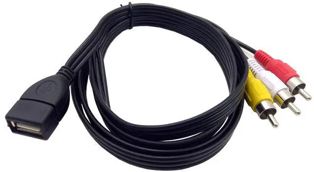 Main image of USB to 3RCA Cable, 5 Feet/1.5m USB 2.0 Female to 3 RCA Male Jack Splitter Audio Video AV Composite Adapter Cord (USB F/3RCA M)