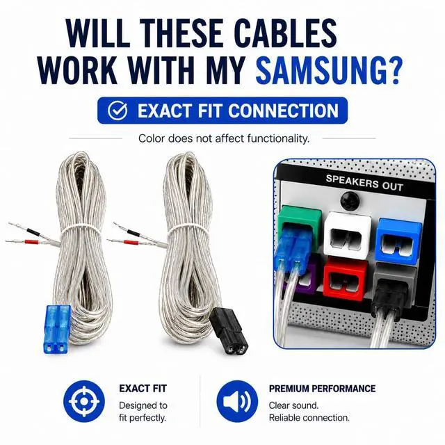 Alt view image 2 of 6 - Speaker Wire Cables for Samsung Home Theater Series SWA - 9500S 9000 8500S 8000S 7000 6000 5000 4000 3000 HT-C HT-BD HT-FM HT-J HT-D PS-WJ (2 * 33ft)