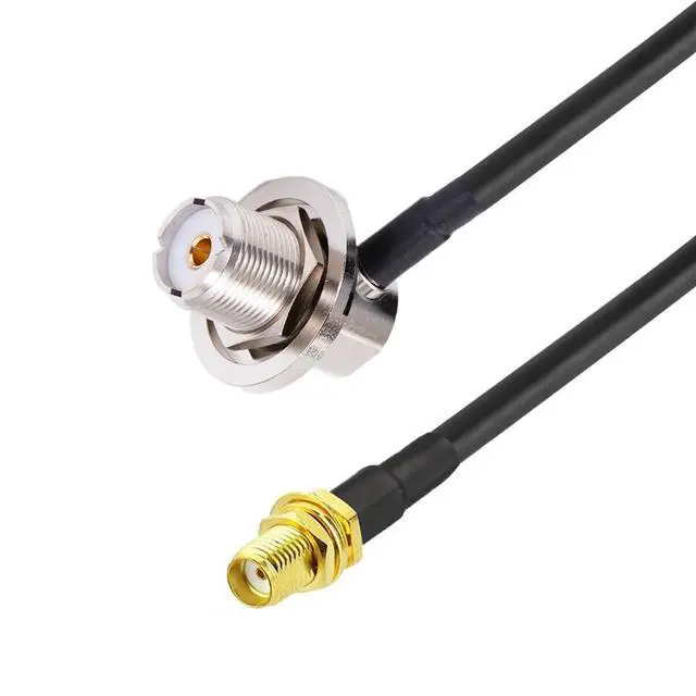 Alt view image 2 of 3 - SMA Female to UHF Female S0239 Right Angle Cable RG58 16 feet with NMO Conversion Adapter for Two-Way CB Mobile Radio, Radio Antenna