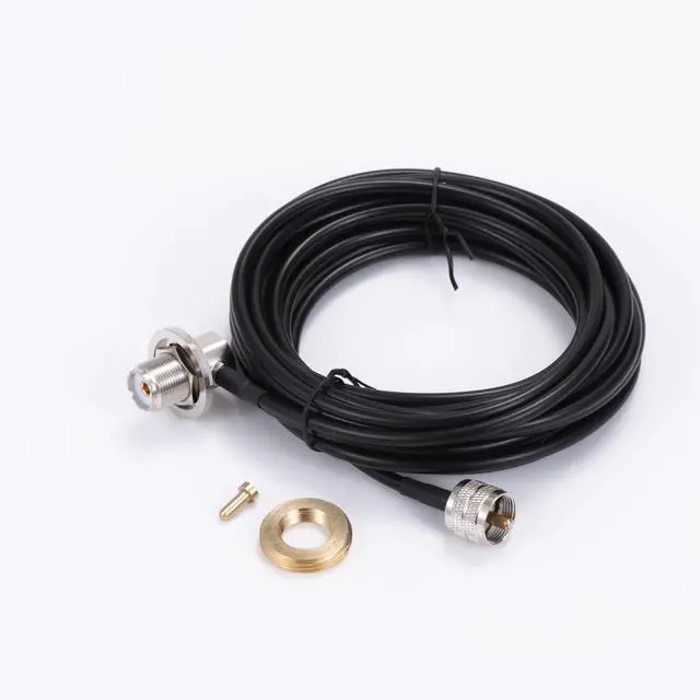 Main image of UHF Male to UHF Female S0239 Right Angle Cable RG58 16 feet with NMO Conversion Adapter for Two-Way CB Mobile Radio, Radio Antenna