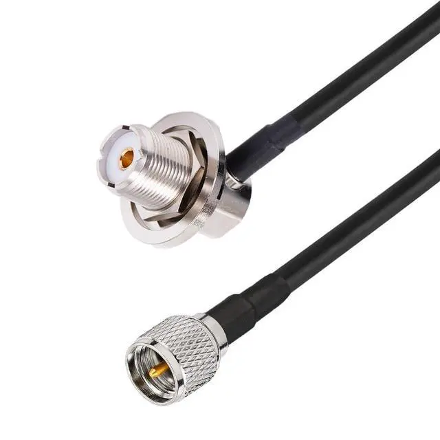 Alt view image 2 of 3 - Mini-UHF Male to UHF Female S0239 Right Angle Cable RG58 16 feet with NMO Conversion Adapter for Two-Way CB Mobile Radio, Radio Antenna