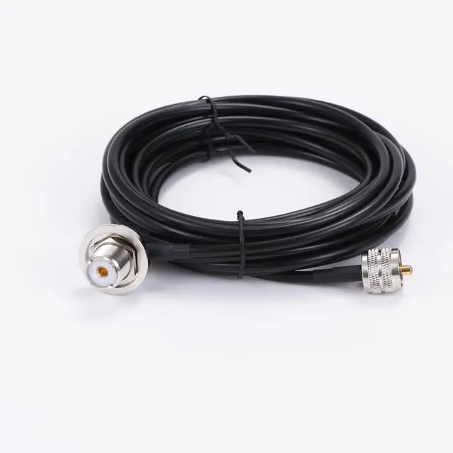 Alt view image 2 of 5 - UHF Male to UHF Female S0239 Right Angle Cable RG58 16 feet with NMO Conversion Adapter for Two-Way CB Mobile Radio, Radio Antenna