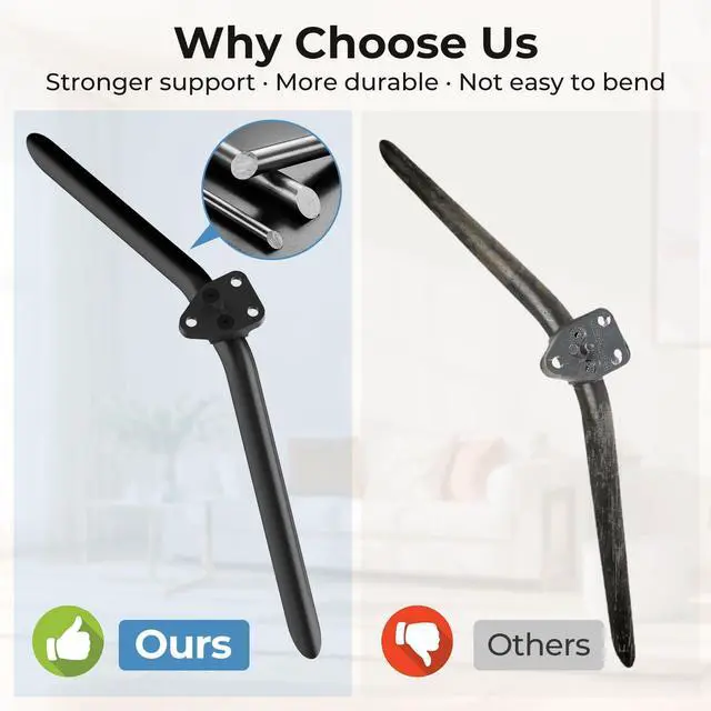 Alt view image 3 of 7 - Metal TV Legs Only for 65R4A5R 65R6A5R Roku TV Stand Legs, for Roku Select/Plus Series Models Listed with Screws, Anti Slip Pads and Instruction, Easy Installation