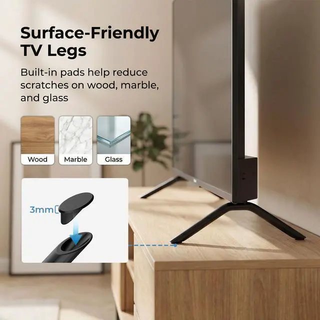 Alt view image 4 of 7 - Metal TV Legs Only for 65R4A5R 65R6A5R Roku TV Stand Legs, for Roku Select/Plus Series Models Listed with Screws, Anti Slip Pads and Instruction, Easy Installation