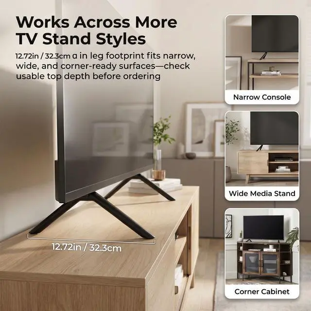 Alt view image 7 of 7 - Metal TV Legs Only for 65R4A5R 65R6A5R Roku TV Stand Legs, for Roku Select/Plus Series Models Listed with Screws, Anti Slip Pads and Instruction, Easy Installation