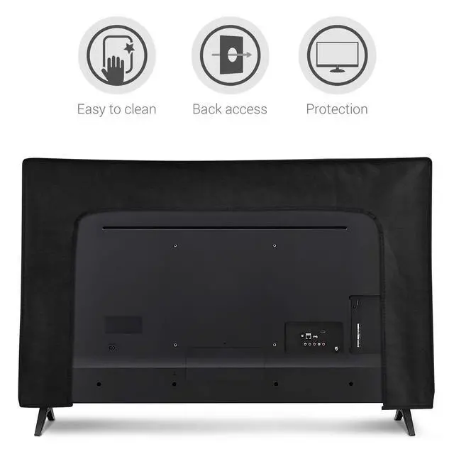 Alt view image 4 of 6 - Indoor 65" TV Cover Television Dust Cover Screen Protector TV Screen Dust Protection Synthetic Fabric White/Black