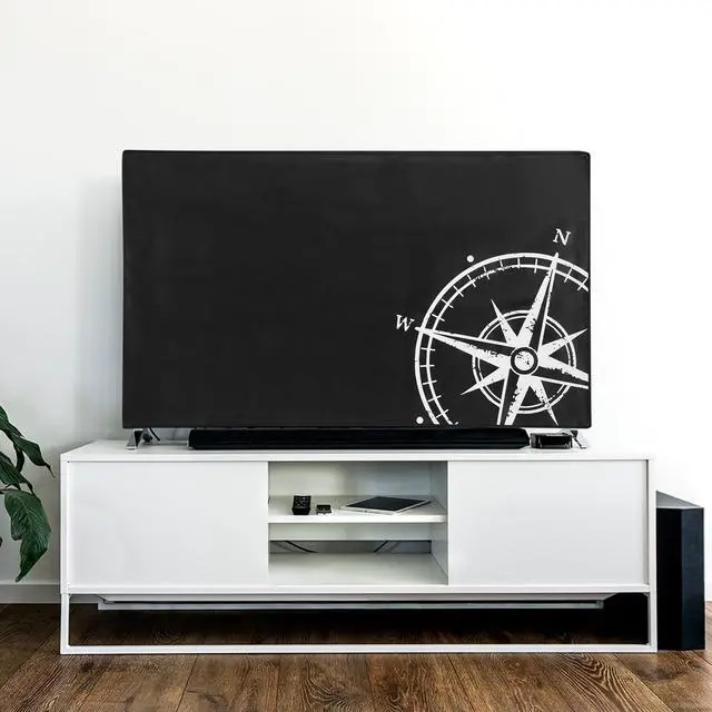 Alt view image 2 of 6 - Indoor 43" TV Cover Television Dust Cover Screen Protector TV Screen Dust Protection Synthetic Fabric White/Black
