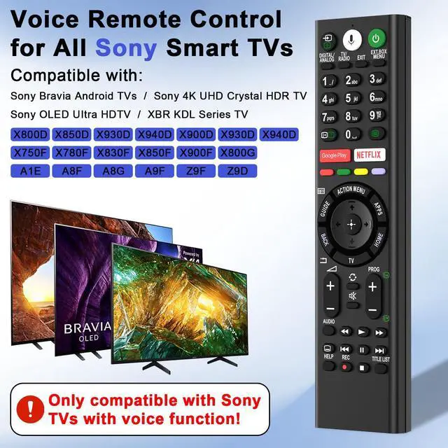 Alt view image 2 of 7 - Replacement Voice Remote Control for Sony-Bravia-TVsfor All 2019-2026 Sony 4K UHD LED LCD HD Smart TVs