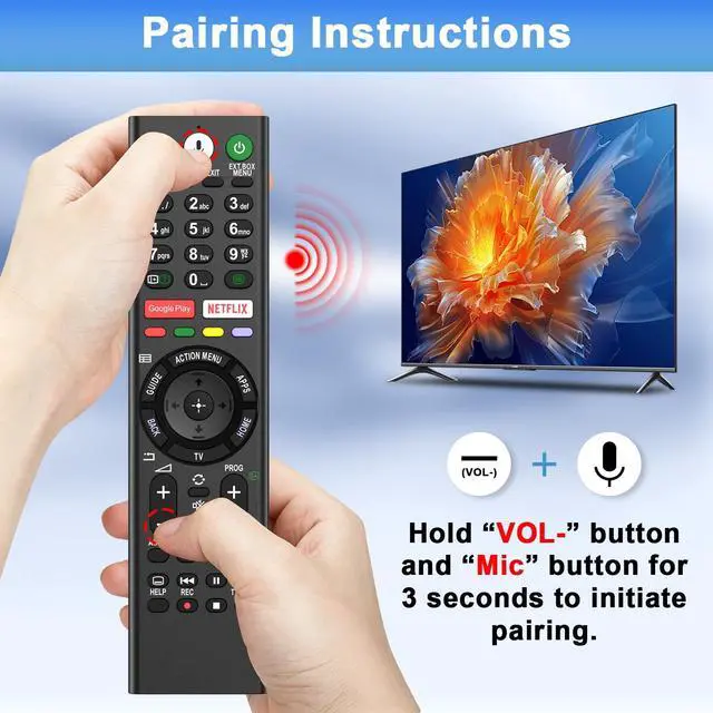 Alt view image 7 of 7 - Replacement Voice Remote Control for Sony-Bravia-TVsfor All 2019-2026 Sony 4K UHD LED LCD HD Smart TVs