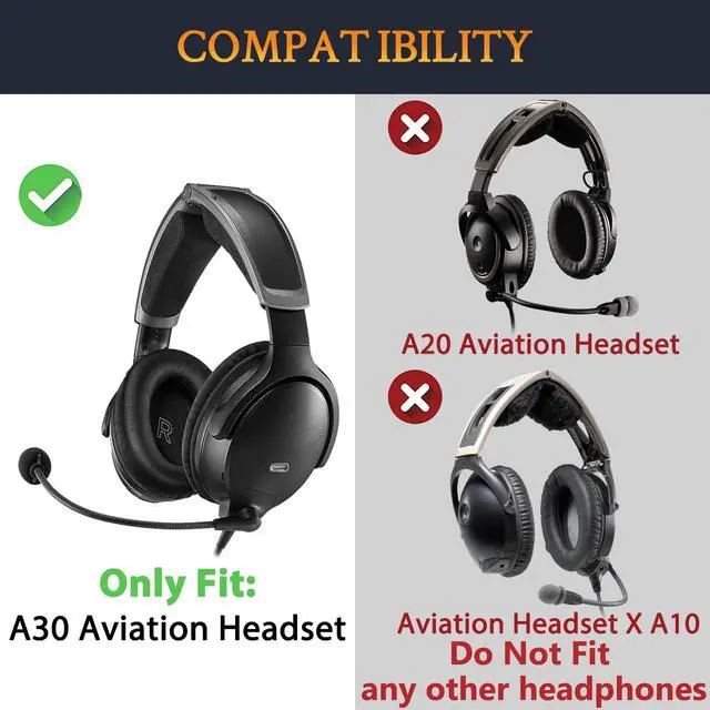 Alt view image 2 of 5 - Lambskin Earpads for Bose A30 Aviation Headphones - Black | Not Fit Bose Aviation (A20/X A10) Headphones