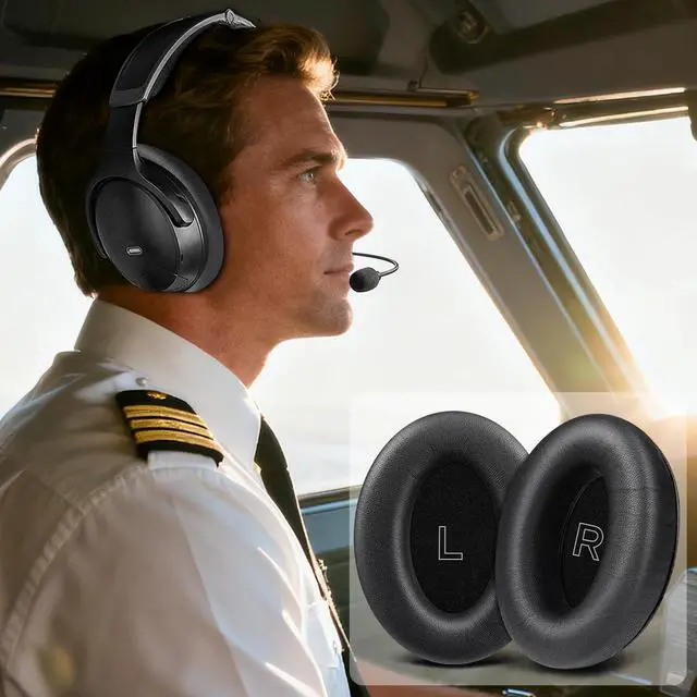 Alt view image 5 of 5 - Lambskin Earpads for Bose A30 Aviation Headphones - Black | Not Fit Bose Aviation (A20/X A10) Headphones