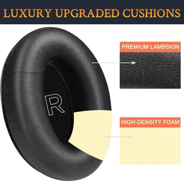 Alt view image 3 of 5 - Lambskin Earpads for Bose A30 Aviation Headphones - Black | Not Fit Bose Aviation (A20/X A10) Headphones