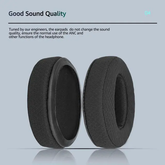 Alt view image 5 of 6 - Fabric Earpads for Sennheiser HD450BT/HD4.50/HD4.40BT - Black | for HD4.50BT/HD 4.50BTNC/HD4.50SE/HD4.40BT/HD4.30G/HD4.20S/HD458BT/HD450/HD450BT/HD400S/HD350BT-Made of breathable fabric