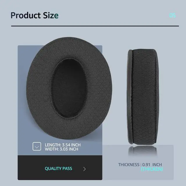 Alt view image 6 of 6 - Fabric Earpads for Sennheiser HD450BT/HD4.50/HD4.40BT - Black | for HD4.50BT/HD 4.50BTNC/HD4.50SE/HD4.40BT/HD4.30G/HD4.20S/HD458BT/HD450/HD450BT/HD400S/HD350BT-Made of breathable fabric