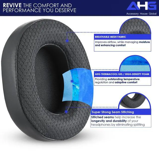 Alt view image 2 of 6 - Premium Replacement XM5 Ear Pads Cushions Compatible with Sony WH-1000XM5 Premium Noise Canceling Wireless Headphones. Easy DIY Fit | Cooling Gel | Extra Thick Comfort