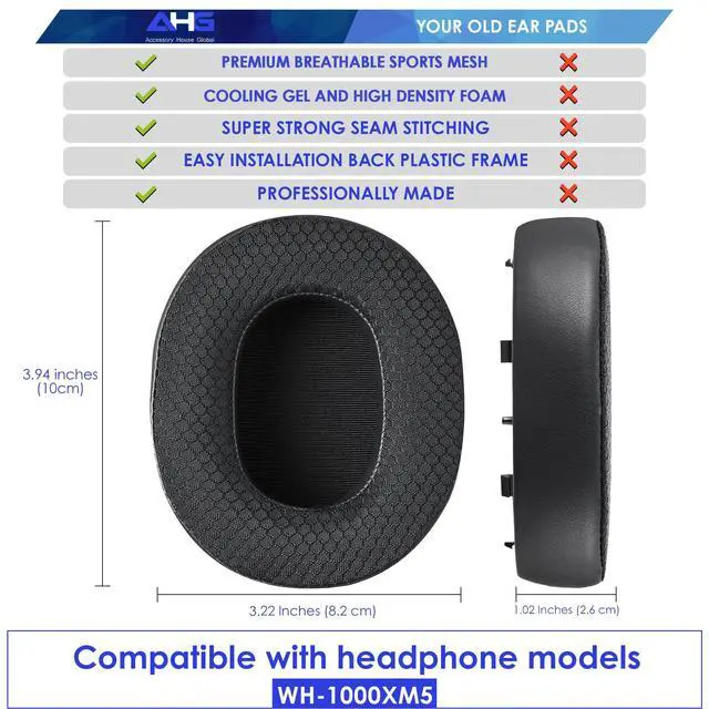 Alt view image 3 of 6 - Premium Replacement XM5 Ear Pads Cushions Compatible with Sony WH-1000XM5 Premium Noise Canceling Wireless Headphones. Easy DIY Fit | Cooling Gel | Extra Thick Comfort
