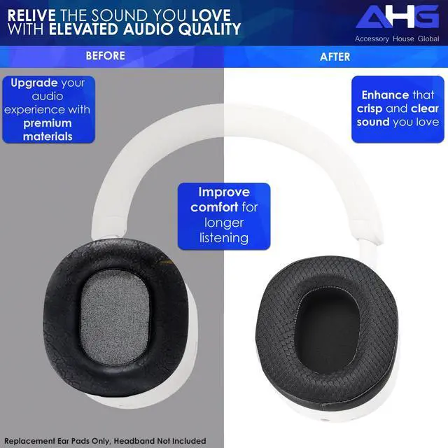 Alt view image 4 of 6 - Premium Replacement XM5 Ear Pads Cushions Compatible with Sony WH-1000XM5 Premium Noise Canceling Wireless Headphones. Easy DIY Fit | Cooling Gel | Extra Thick Comfort