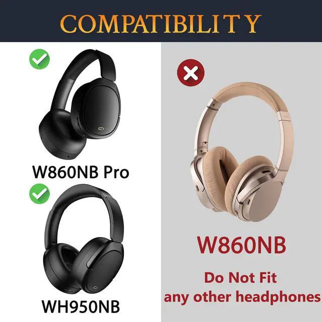 Alt view image 2 of 5 - Professional Replacement Ear Pads for Edifier W860NB Pro, WH950NB ANC Headphones(Do Not Fit W860NB), Earpads Cushions with Soft Protein Leather, High-Density Noise Isolation Foam - Black