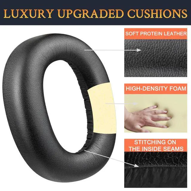 Alt view image 3 of 5 - Professional Replacement Ear Pads for Edifier W860NB Pro, WH950NB ANC Headphones(Do Not Fit W860NB), Earpads Cushions with Soft Protein Leather, High-Density Noise Isolation Foam - Black