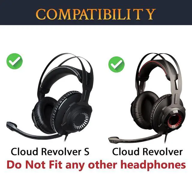 Alt view image 2 of 6 - Earpads Replacement for Kingston Headphones HyperX Cloud Revolver, Revolver S Gaming Headset, Ear Pads Cushions with Soft Protein Leather, High Density Foam - Black