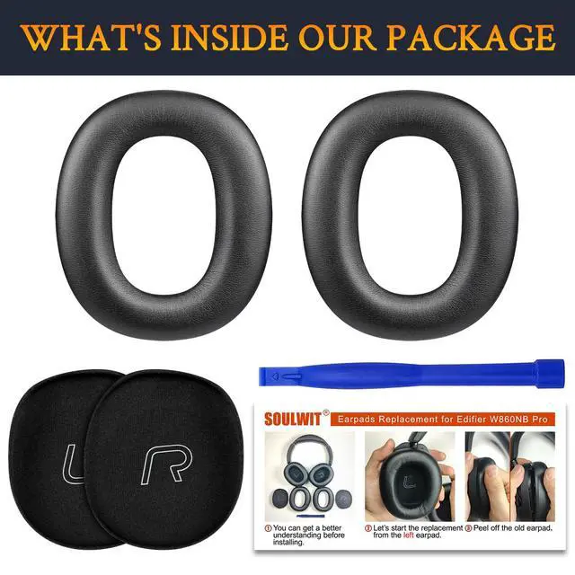 Alt view image 5 of 5 - Professional Replacement Ear Pads for Edifier W860NB Pro, WH950NB ANC Headphones(Do Not Fit W860NB), Earpads Cushions with Soft Protein Leather, High-Density Noise Isolation Foam - Black