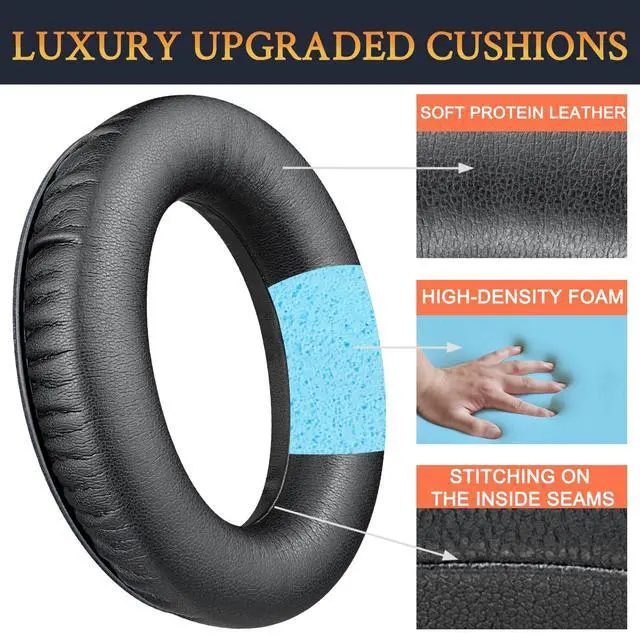 Alt view image 3 of 6 - Earpads Replacement for Kingston Headphones HyperX Cloud Revolver, Revolver S Gaming Headset, Ear Pads Cushions with Soft Protein Leather, High Density Foam - Black